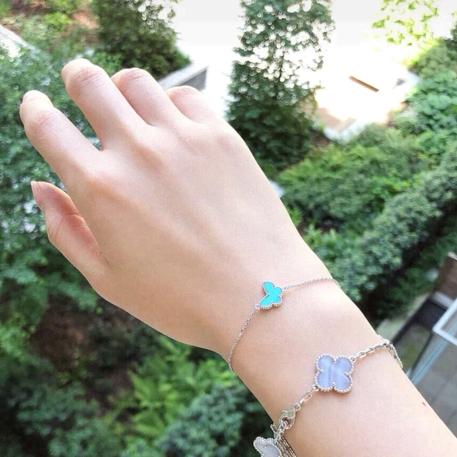 [Love's Uplift]BUTTERFLY TURQUOISE BUTTERFLY BRACELET SILVER