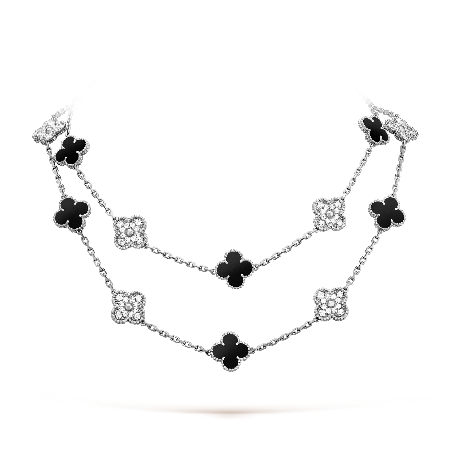 [Love's Uplift]CLOVER 20 MOTIFS ONYX DIAMOND SILVER