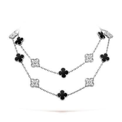 [Love's Uplift]CLOVER 20 MOTIFS ONYX DIAMOND SILVER