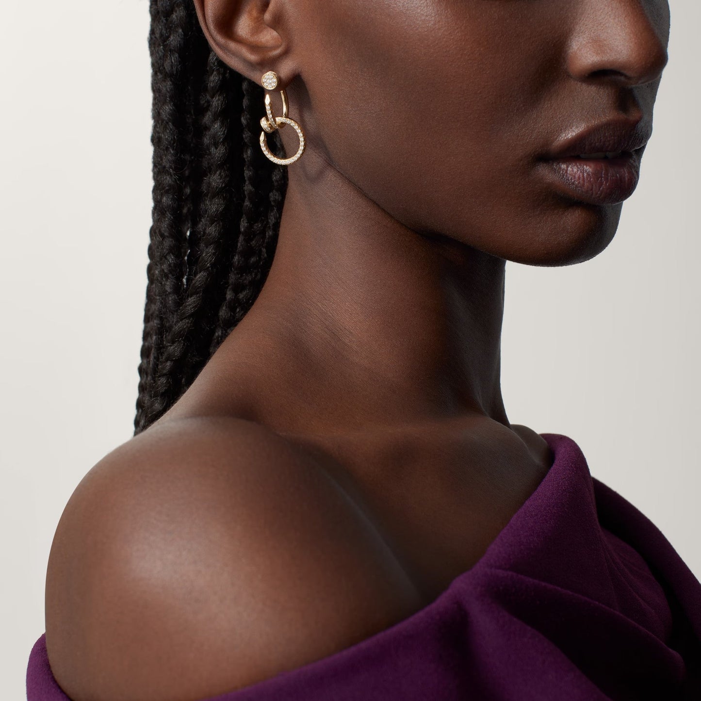 [Love's Uplift]JUSTE FULL DIAMOND DOUBLE EARRINGS
