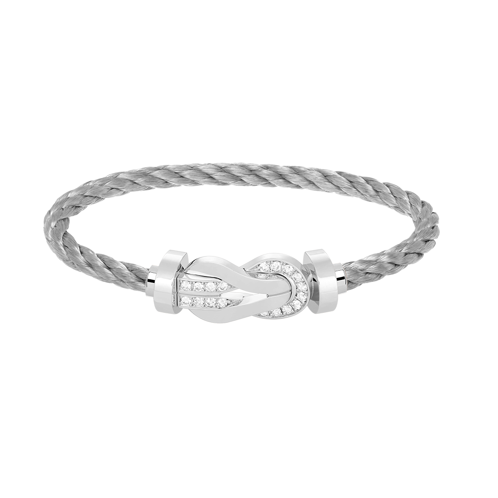 [Love's Uplift]CHANCE LARGE 8 FIGURE BUCKLE HALF DIAMOND BRACELET SILVER
