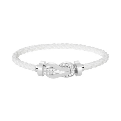 [Love's Uplift]CHANCE LARGE 8 FIGURE BUCKLE HALF DIAMOND BRACELET SILVER