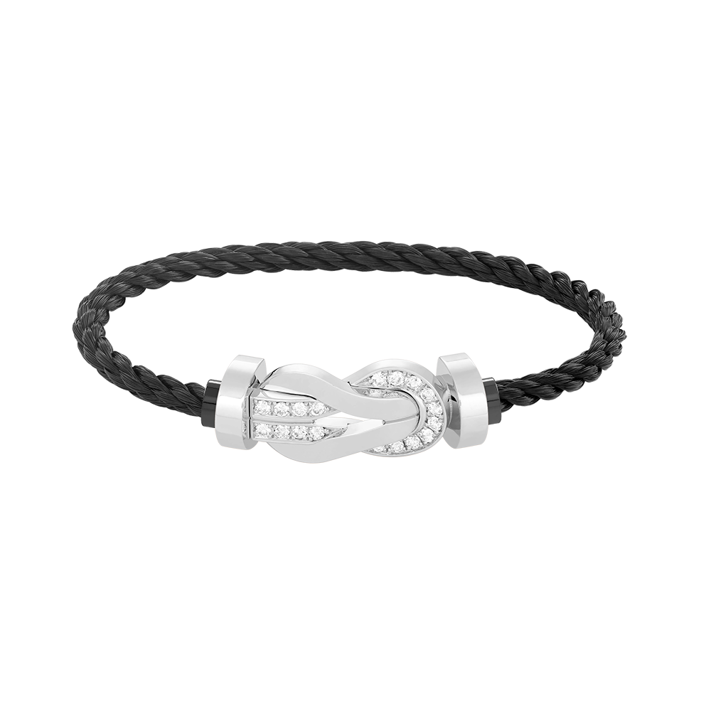[Love's Uplift]CHANCE LARGE 8 FIGURE BUCKLE HALF DIAMOND BRACELET SILVER