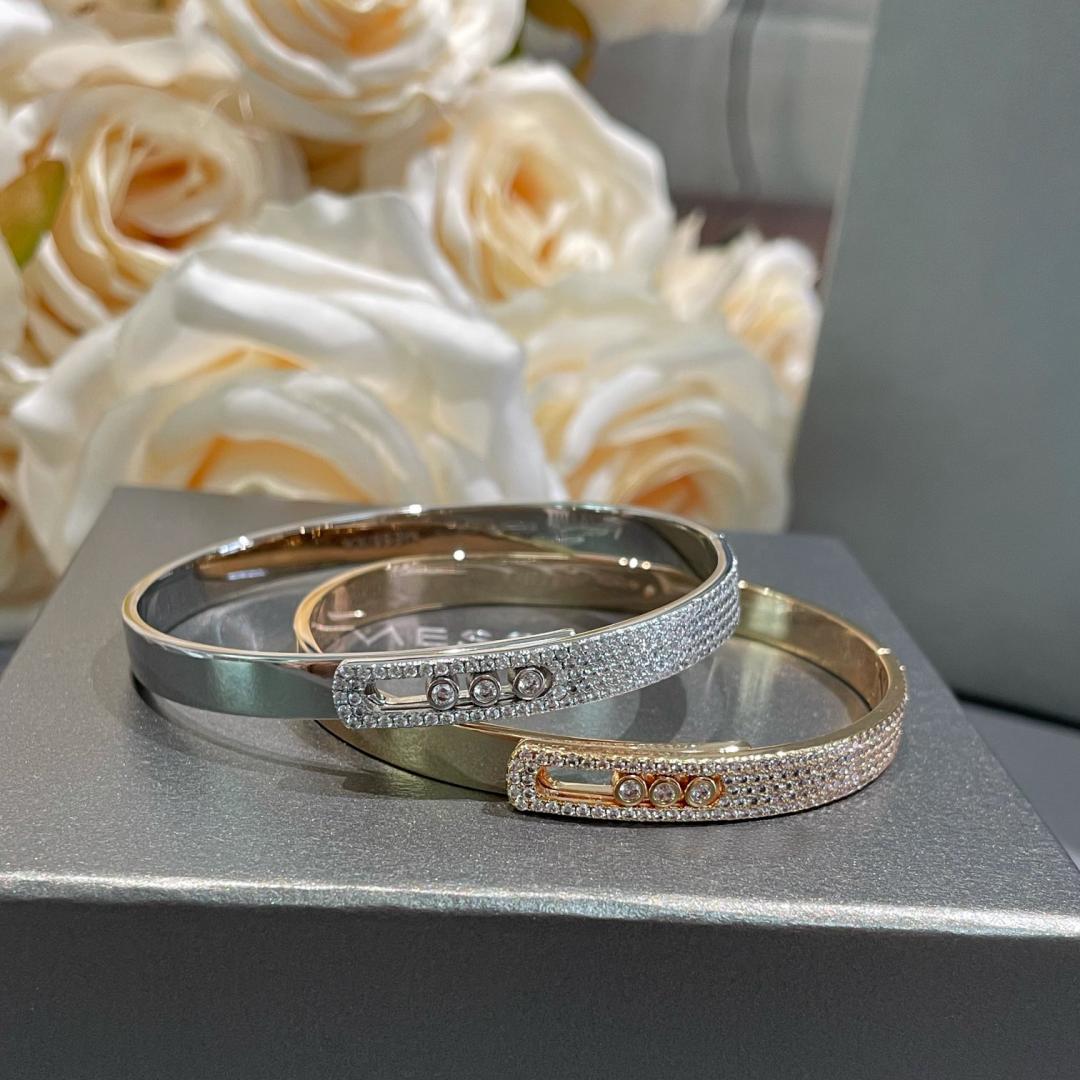 [Love's Uplift ]Move Noa Rose Gold Pavé Diamond Bangle Bracelet