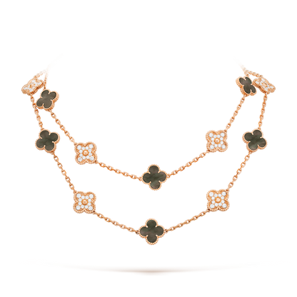 [Love's Uplift]CLOVER 20 MOTIFS DARK MOP DIAMOND  NECKLACE