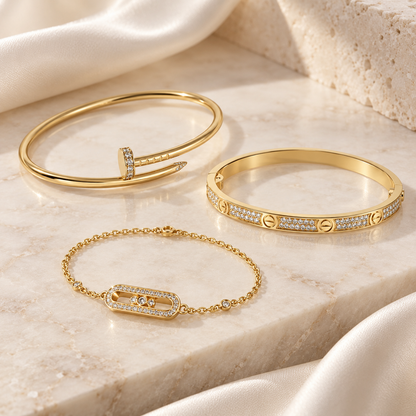 [Love's Uplift] LOVE & JUSTE Baby Move Diamond Bracelet Stack Set