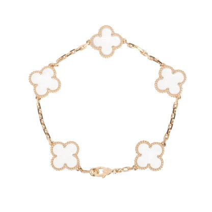 [Love's Uplift]CLOVER 5 MOTIF ROCK CRYSTAL BRACELET