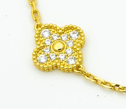 [Love's Uplift] CLASH & Clover Laser 5-Motif & LOVE Brushed Bracelet Stack Set