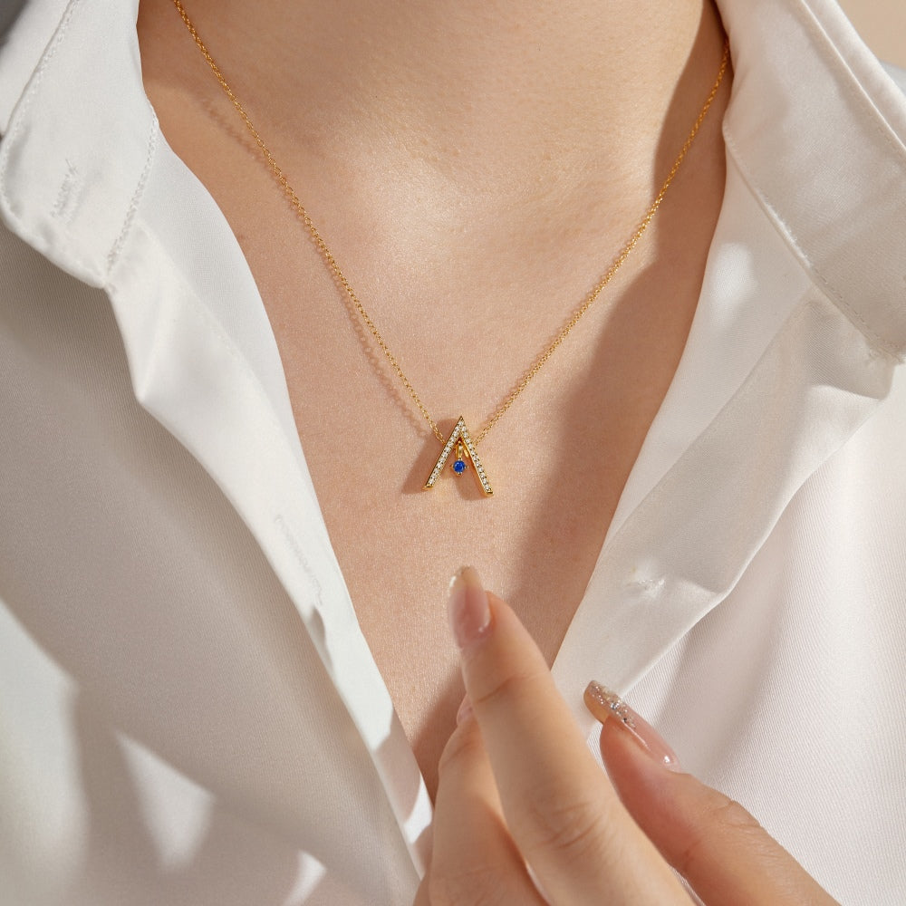 [Love's Uplift]Sparkling "A" Shape Necklace