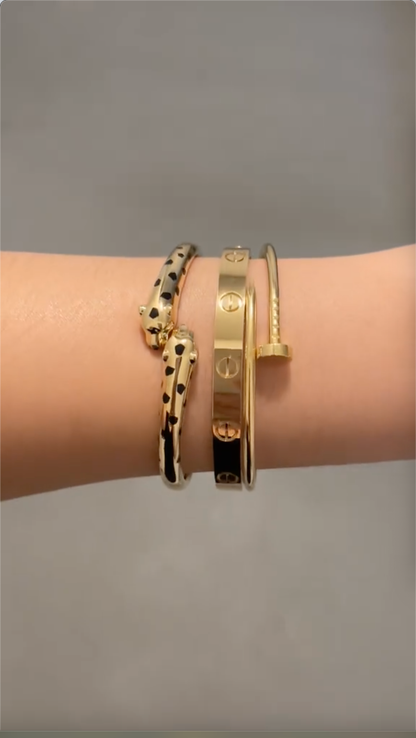 [Love's Uplift] Panthère & LOVE  & JUSTE  Diamond Bracelet Stack Set