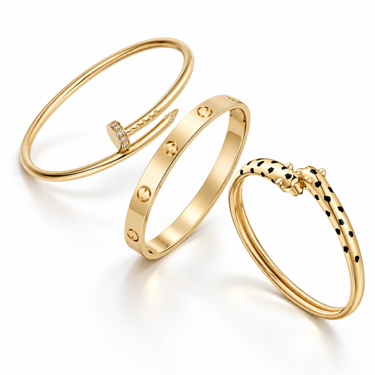[Love's Uplift] Panthère & LOVE  & JUSTE  Diamond Bracelet Stack Set