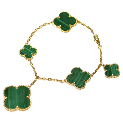 [Love's Uplift]MAGIC CLOVER MALACHITE GOLD BRACELET 5 MOTIFS