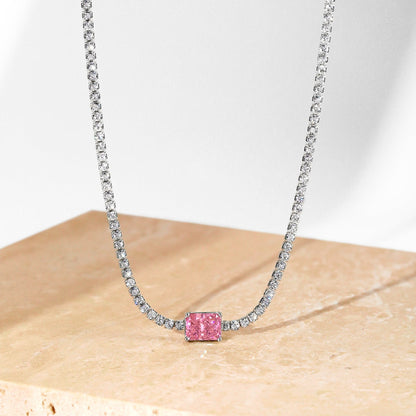 [Love's Uplift]2.0 carat Ornate Emerald Cut Necklace
