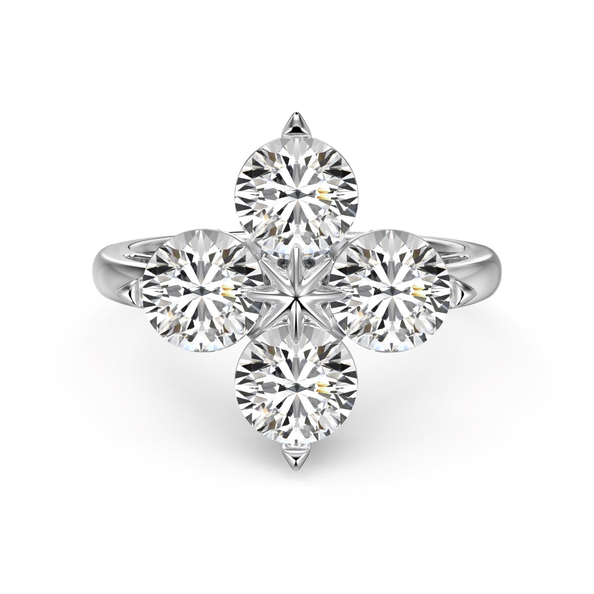 [Love's Uplift]Four-Leaf Clover Eight-Pointed Star Ring