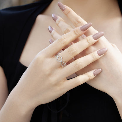 [Love's Uplift]Hollow Design Four-Leaf Clover Flower Shape Ring