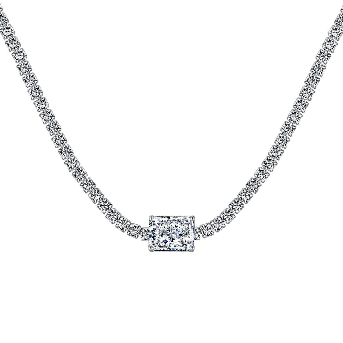 [Love's Uplift]2.0 carat Ornate Emerald Cut Necklace