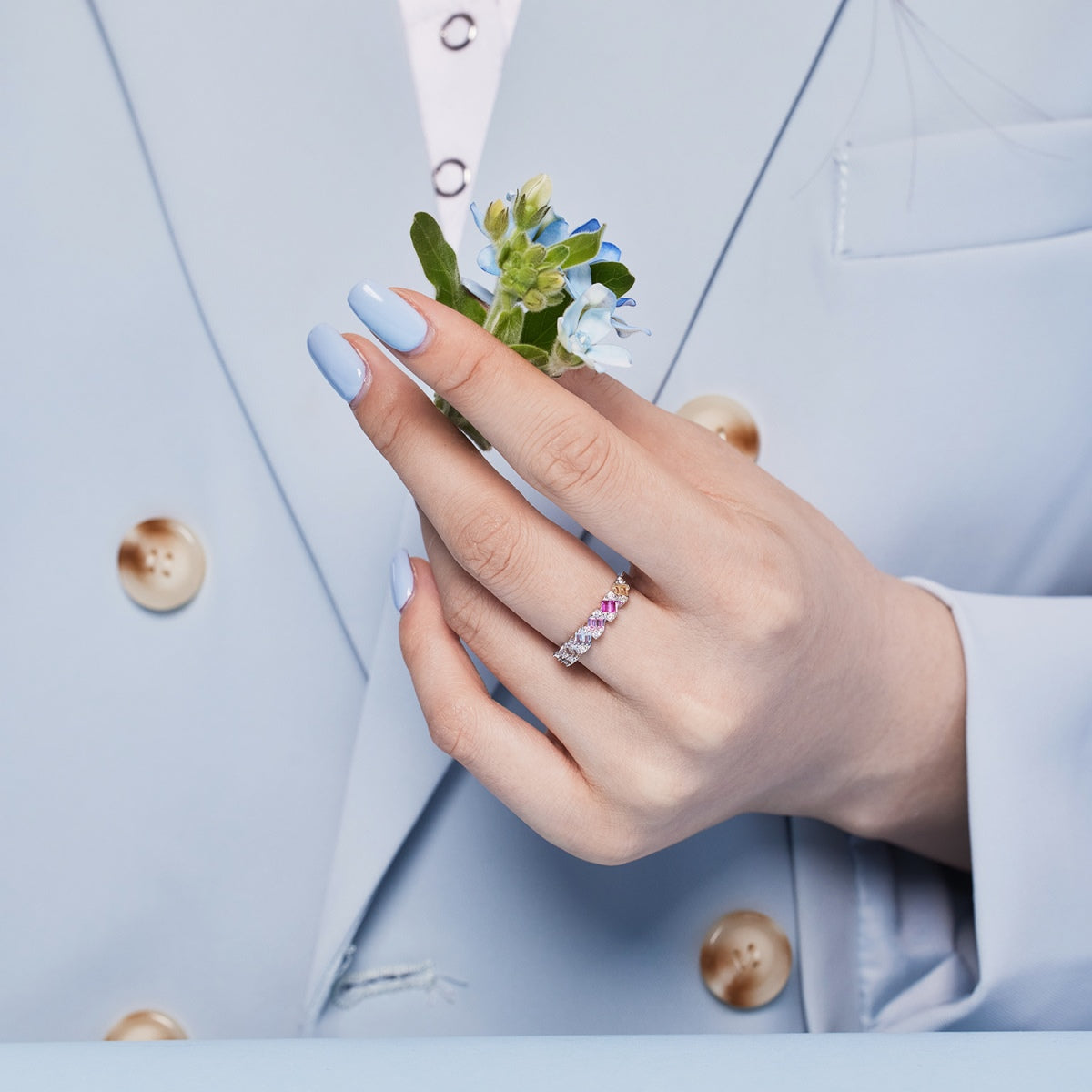 [Love's Uplift]Delicate Vibrant Emerald Cut Daily Ring