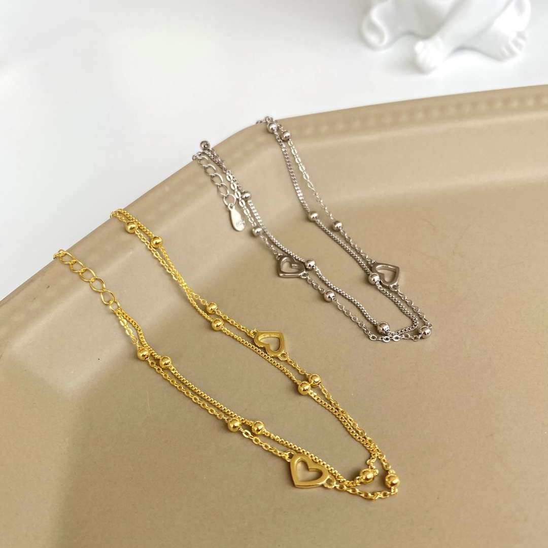 [Love's Uplift]Dainty Double Layer Love Heart Bracelet