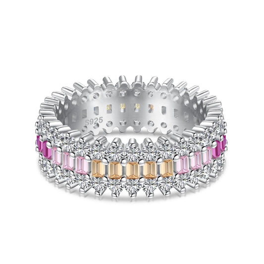 [Love's Uplift]Ornate Colorful Radiant Cut Daily Ring
