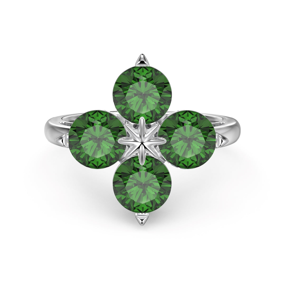 [Love's Uplift]Four-Leaf Clover Eight-Pointed Star Ring