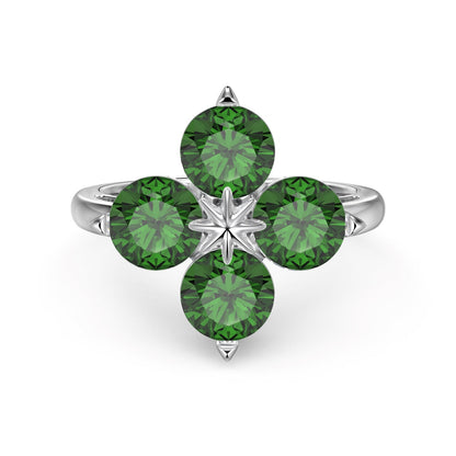 [Love's Uplift]Four-Leaf Clover Eight-Pointed Star Ring