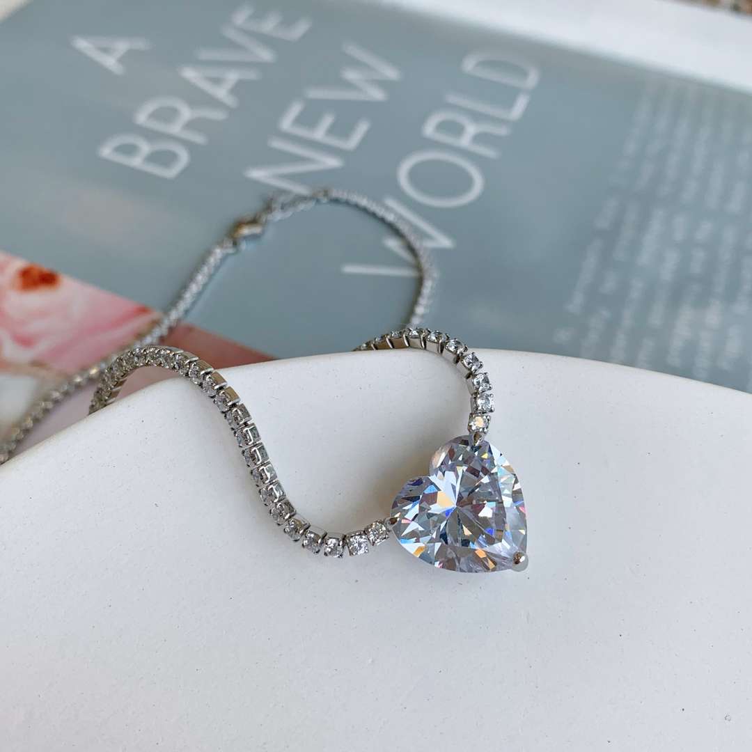 [Love's Uplift]8.0 Carat Versatile Colorful Sweet Heart-Shaped Tennis Necklace