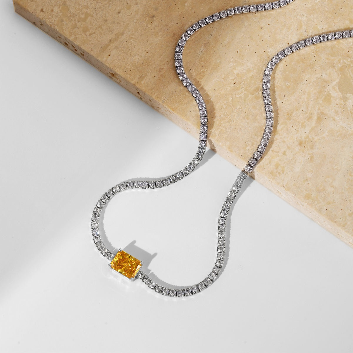 [Love's Uplift]2.0 carat Ornate Emerald Cut Necklace