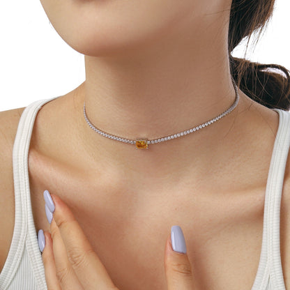 [Love's Uplift]2.0 carat Ornate Emerald Cut Necklace