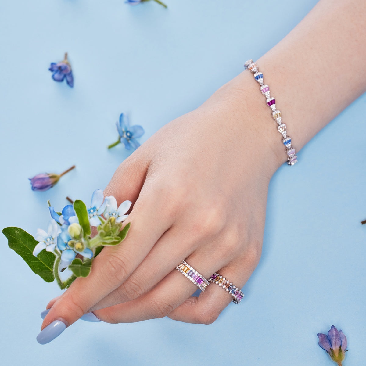 [Love's Uplift]Dainty Kaleidoscopic Emerald Cut Daily Ring