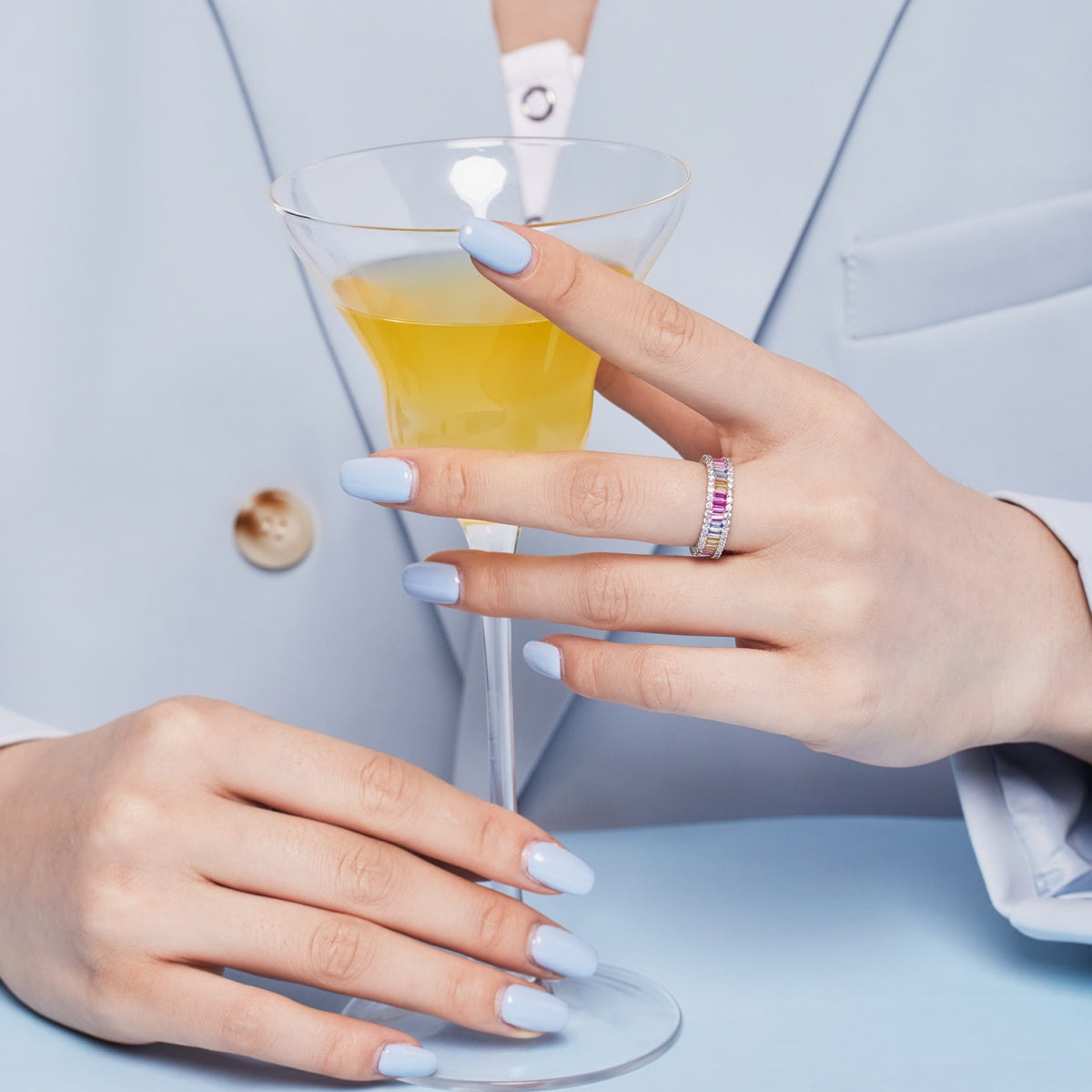 [Love's Uplift]Dainty Kaleidoscopic Emerald Cut Daily Ring