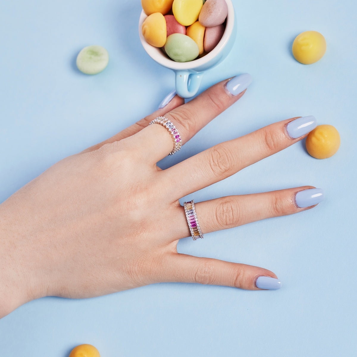 [Love's Uplift]Dainty Kaleidoscopic Emerald Cut Daily Ring