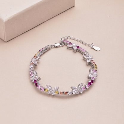 [Love's Uplift]Ornate Colorful Butterfly Shape Round Cut Daily Bracelet