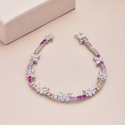 [Love's Uplift]Ornate Colorful Butterfly Shape Round Cut Daily Bracelet