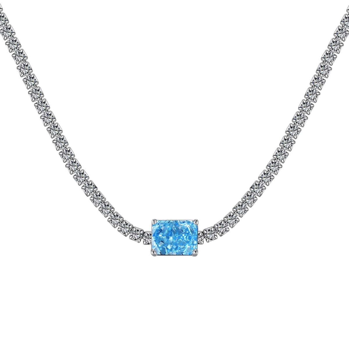 [Love's Uplift]2.0 carat Ornate Emerald Cut Necklace