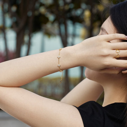 [Love's Uplift]Four-Leaf Clover Hollow Butterfly Bracelet