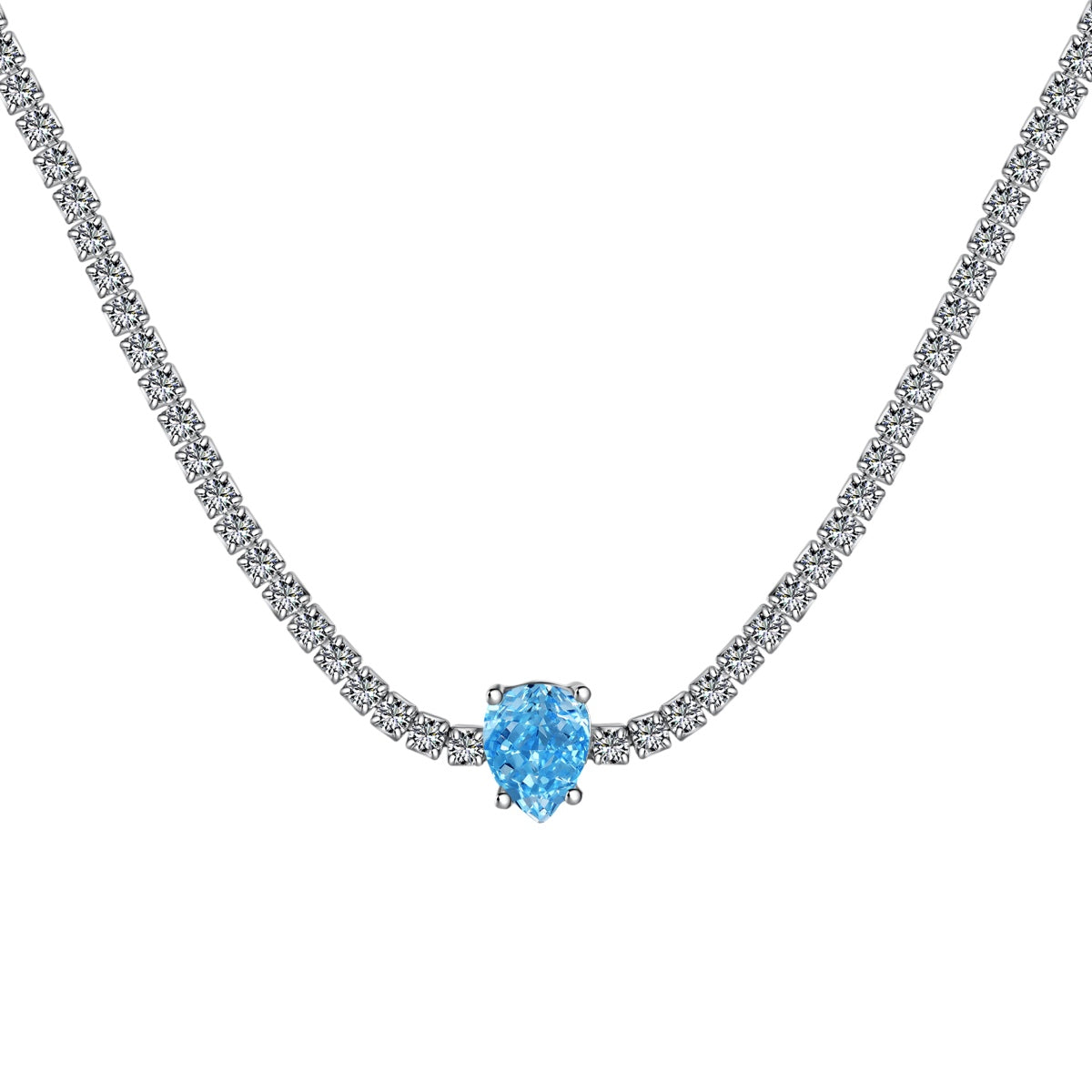 [Love's Uplift]1.0 carat Unique Pear Cut Tennis Necklace
