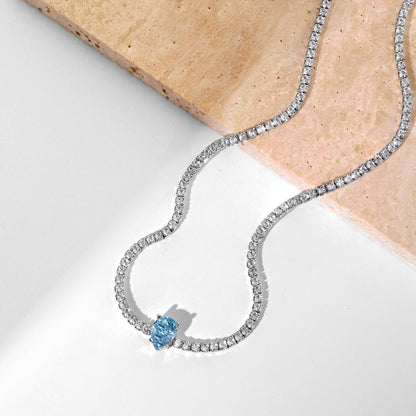 [Love's Uplift]1.0 carat Unique Pear Cut Tennis Necklace