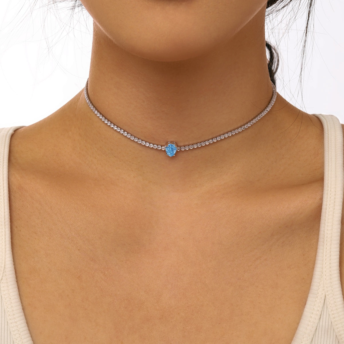 [Love's Uplift]1.0 carat Unique Pear Cut Tennis Necklace