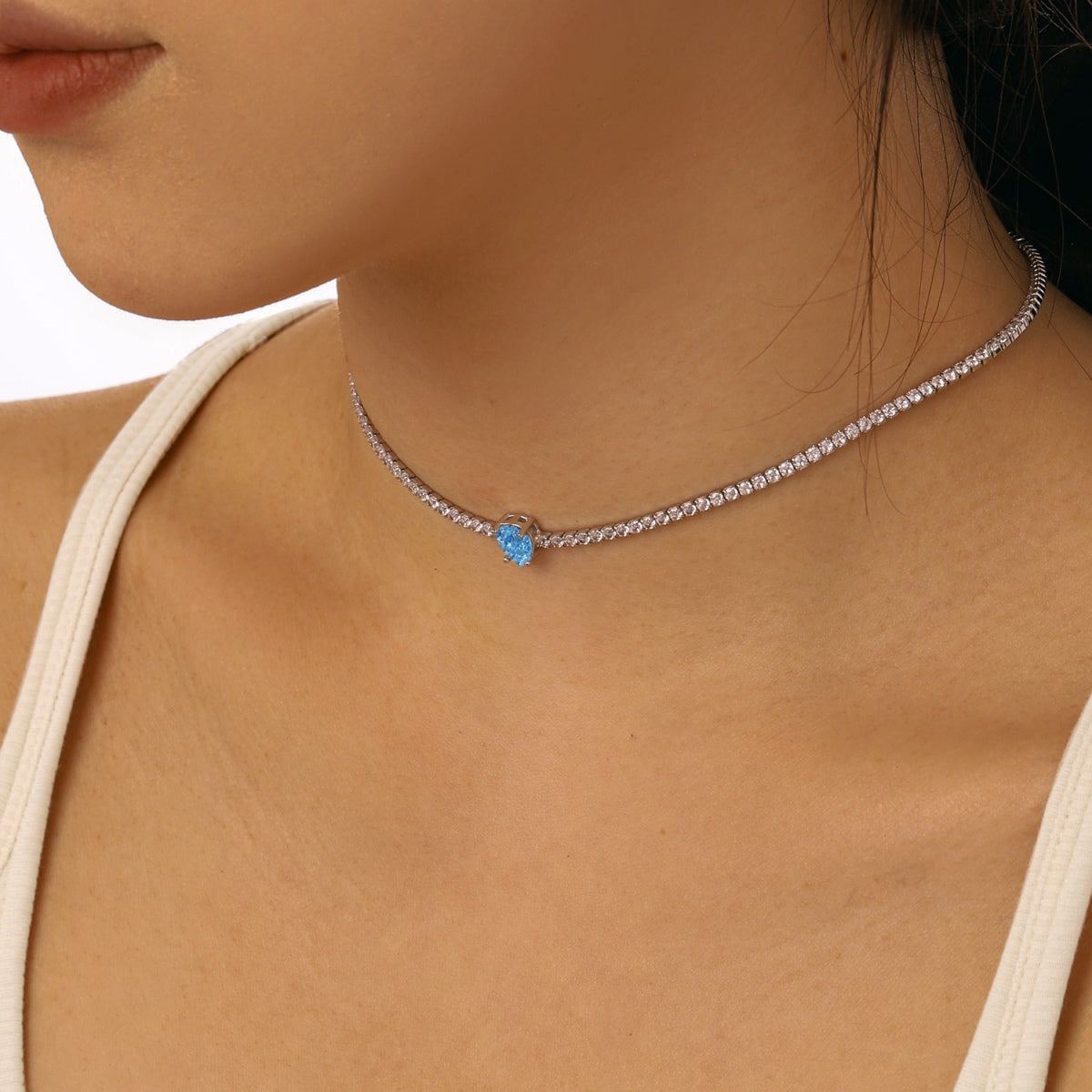 [Love's Uplift]1.0 carat Unique Pear Cut Tennis Necklace