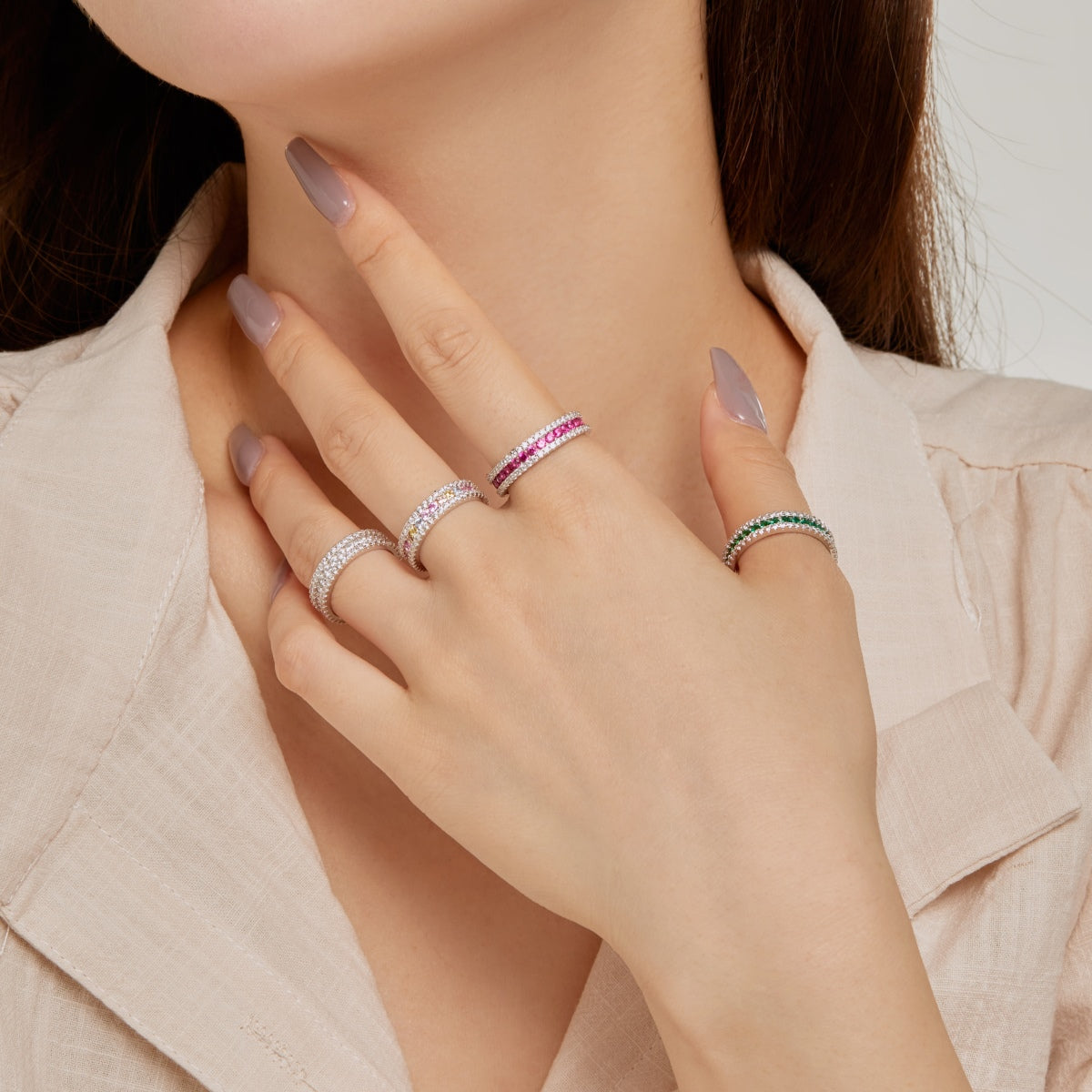 [Love's Uplift]Delicate Colorful Round Cut Daily Ring