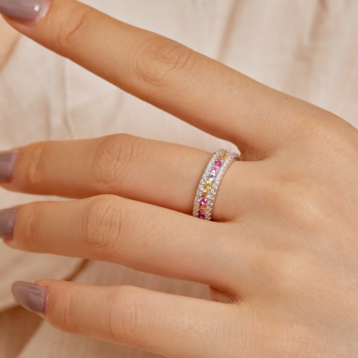 [Love's Uplift]Delicate Colorful Round Cut Daily Ring