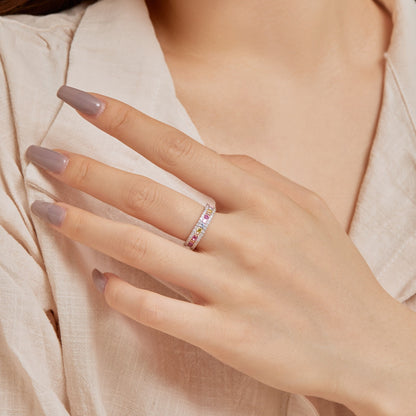 [Love's Uplift]Delicate Colorful Round Cut Daily Ring