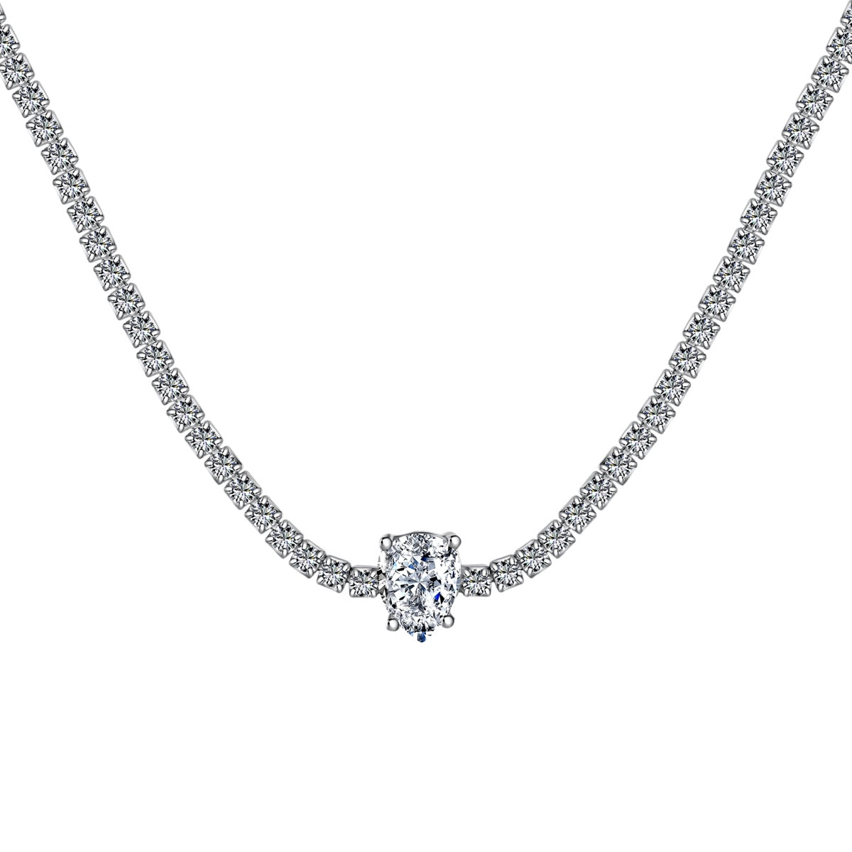 [Love's Uplift]1.0 carat Unique Pear Cut Tennis Necklace