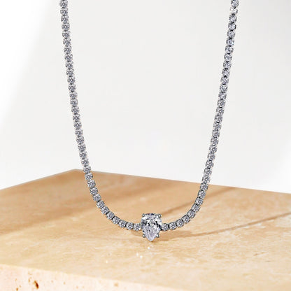 [Love's Uplift]1.0 carat Unique Pear Cut Tennis Necklace