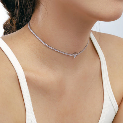 [Love's Uplift]1.0 carat Unique Pear Cut Tennis Necklace