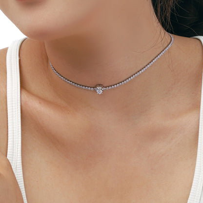 [Love's Uplift]1.0 carat Unique Pear Cut Tennis Necklace