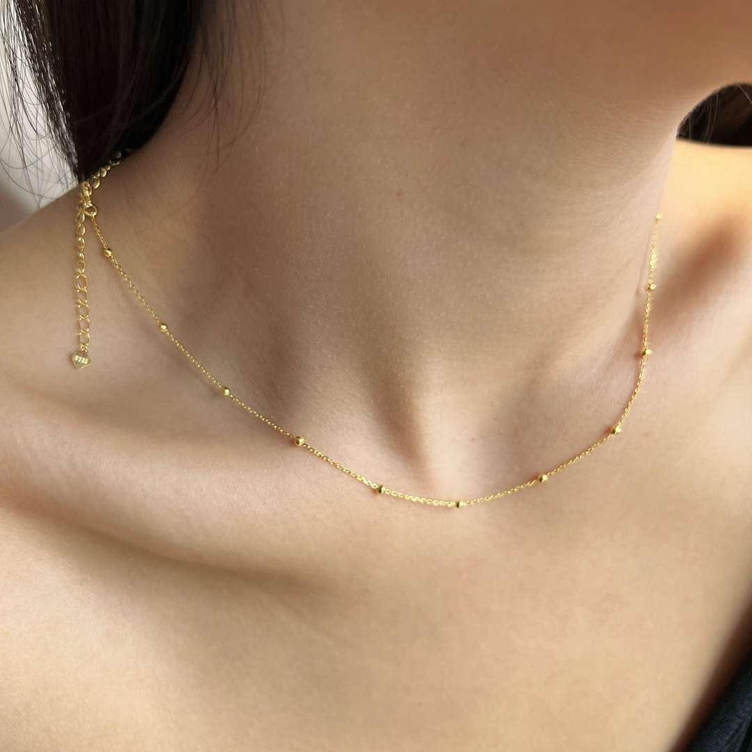 [Love's Uplift]Small Bead Clavicle Chain Simple Necklace