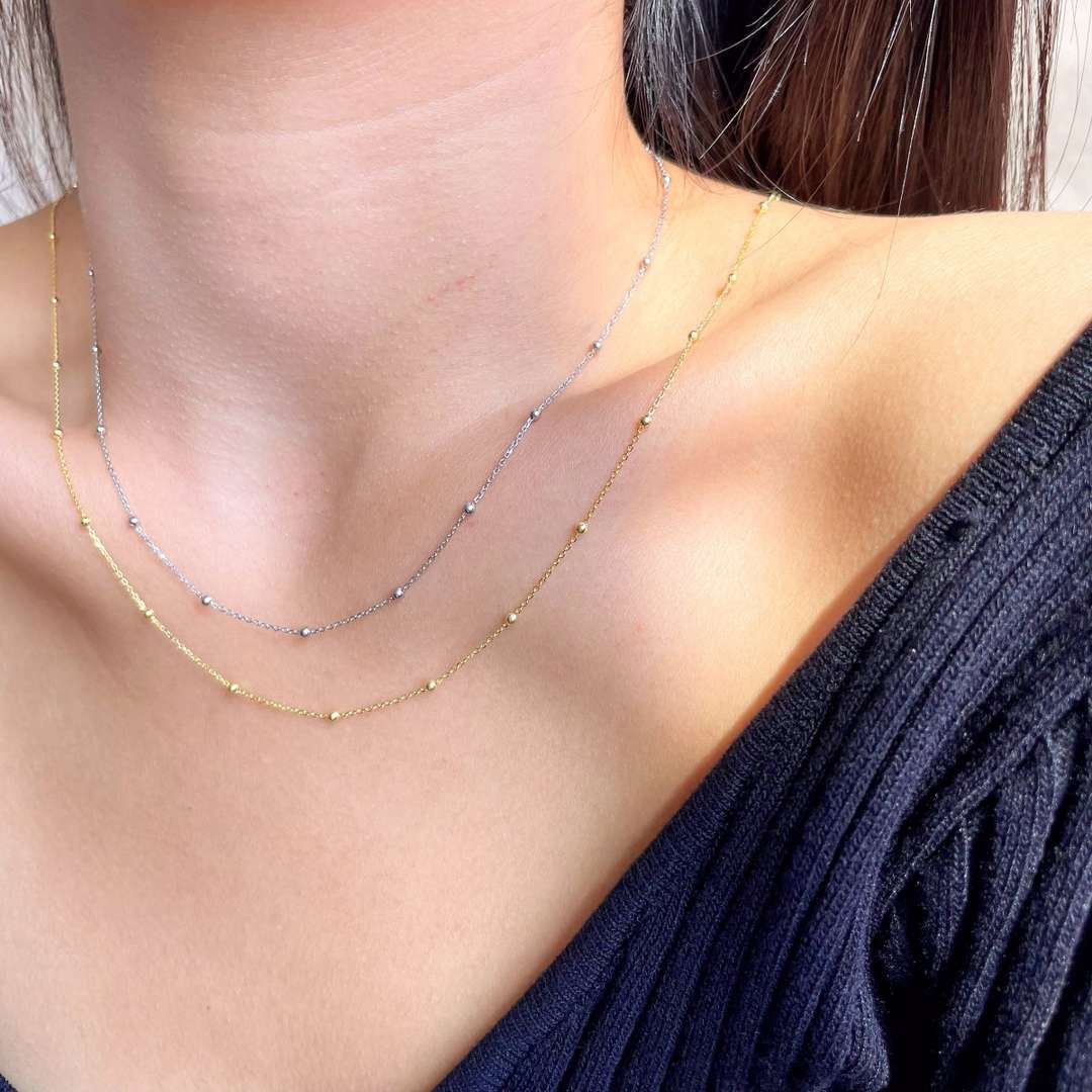 [Love's Uplift]Small Bead Clavicle Chain Simple Necklace