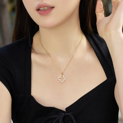 [Love's Uplift]Four-Leaf Clover Hollow Design Exquisite Necklace
