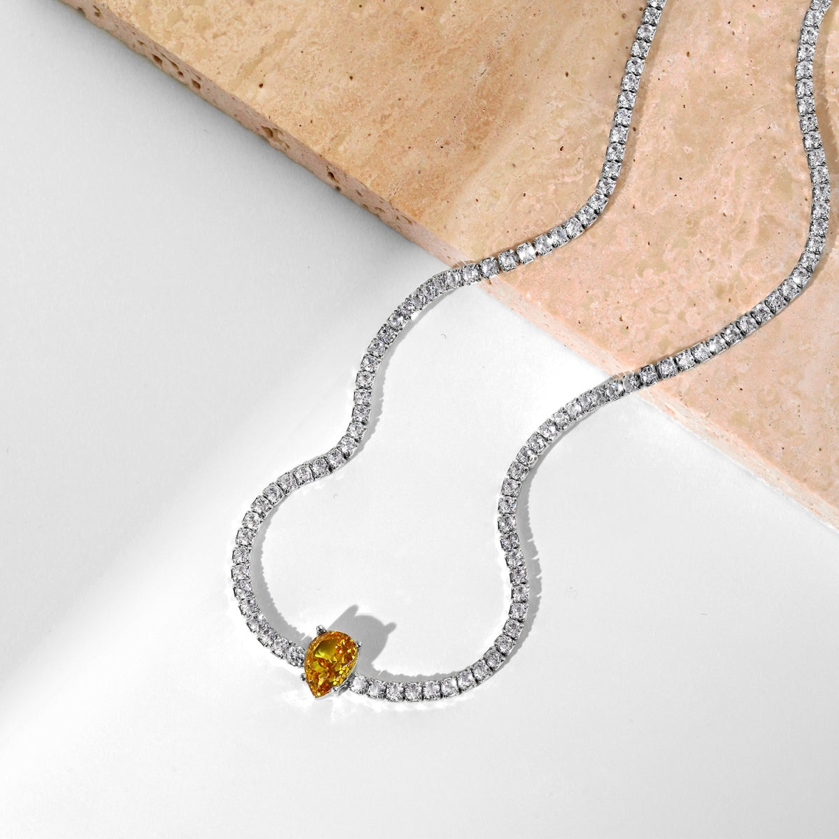[Love's Uplift]1.0 carat Unique Pear Cut Tennis Necklace